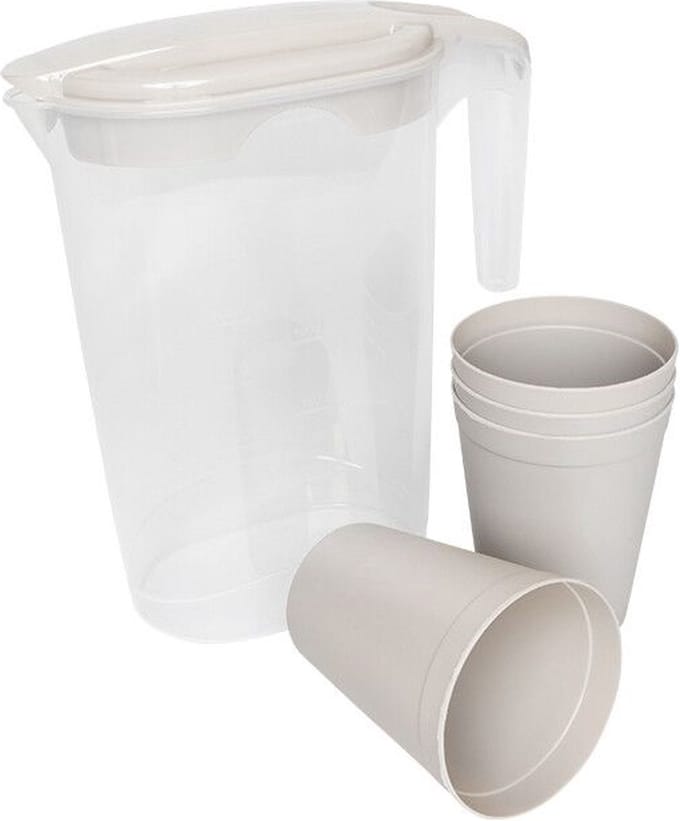 Michelino Transparante Karaf met 4 Kunststof Bekers - 1 Liter