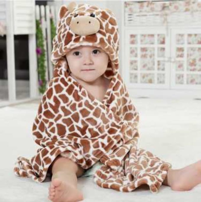 Badcape - Babycape - Fleecedeken - Maxi cosy deken - Kraam Cadeau - Capuchon - Giraf print