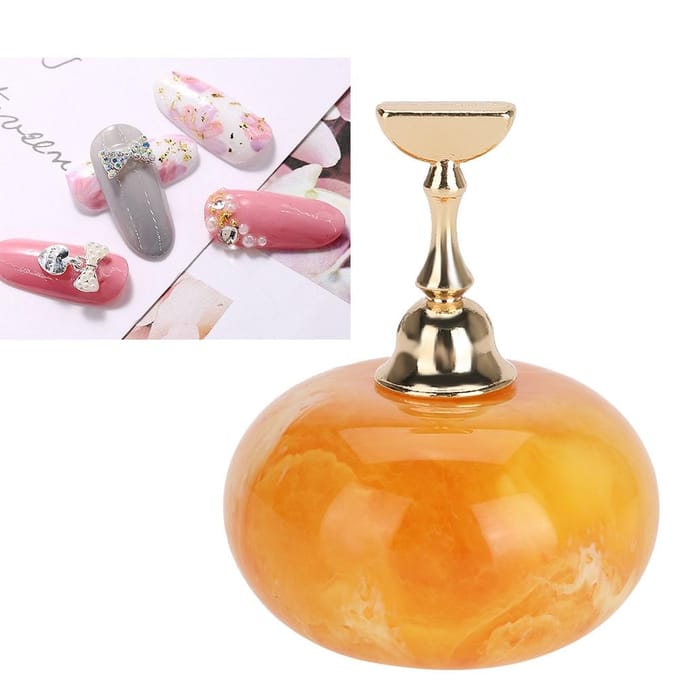 Manicure Display Oefenstandaard Plank Nagelkunst Tip Houders Magnetische Gouden Basis Chrysophoron beige