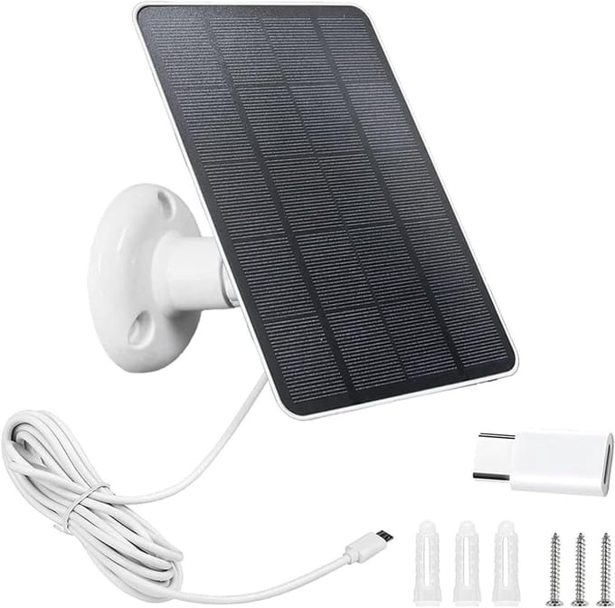 Zonnepaneel Bewakingscamera - Oplader Camera Solar Charger - Continu Stroom Leveren - IP65 Waterdicht - 3 Watt - Wit