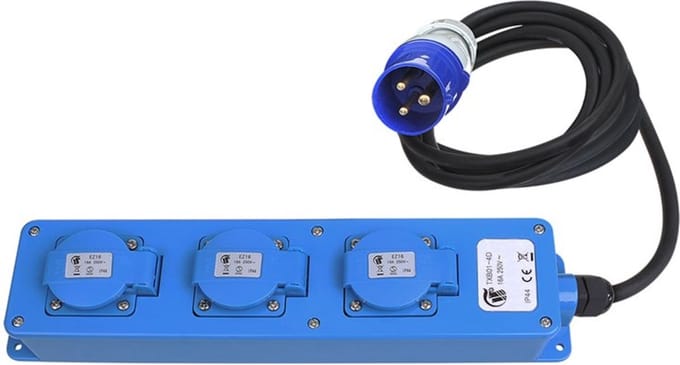 ProPlus Stekkerdoos - CEE naar 3 Schuko - 1,5 meter - IP44 - 16A