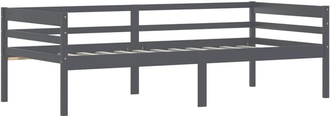 Eenpersoonsbed Grenenhout Donkergrijs 90x200 cm Stevig Houten Bedframe