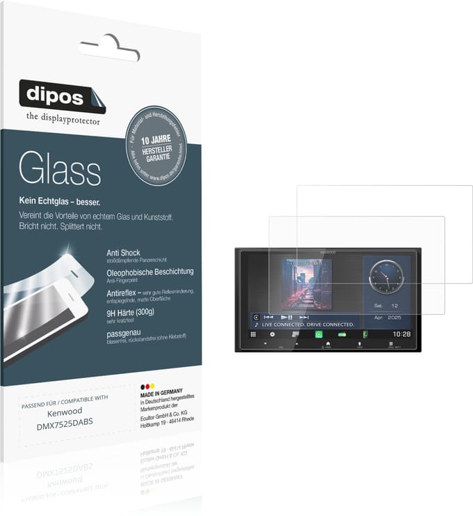 dipos – 2x Matte Pantserfolie geschikt voor Kenwood DMX7525DABS | 9H Screenprotector
