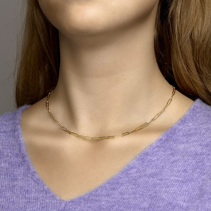 Collier Paperclip Vierkante Buis 3,0 Mm