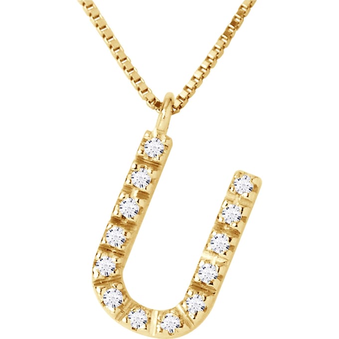 Collar ABC Diamonds 0.06 Cts letter "U" Yellow Gold 18k