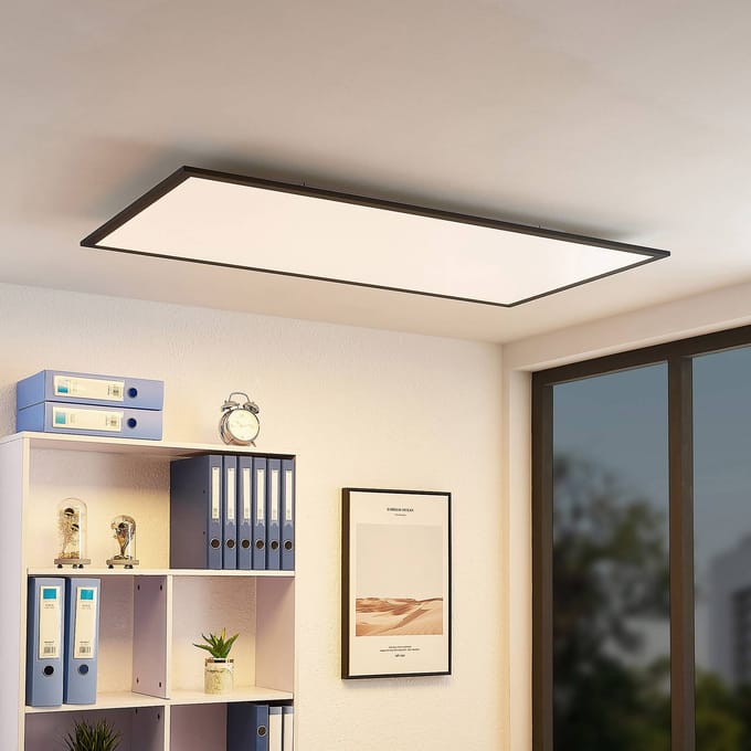 Lindby LED paneel Nelios, 120 x 60 cm, 4000K, zwart, metaal