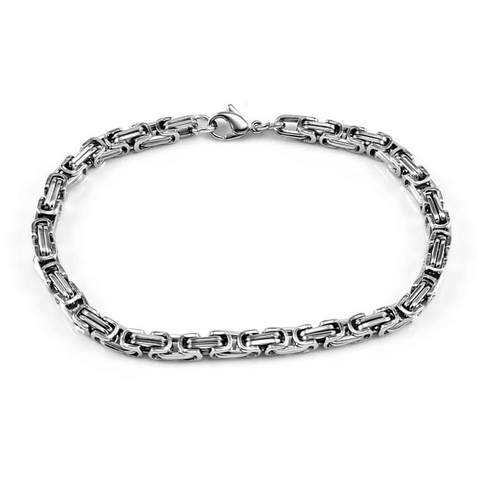 5mm Vierkant Koningsarmband Heren - Stalen Zilverkleur - Schakelketting