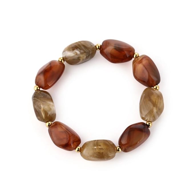 Michelle Bijou Armband kralen - Khaki/Taupe/Bruin