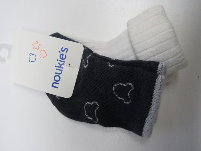 Noukie's - 2 Pack - Sokken - Unie - Wit / marine - maat 22