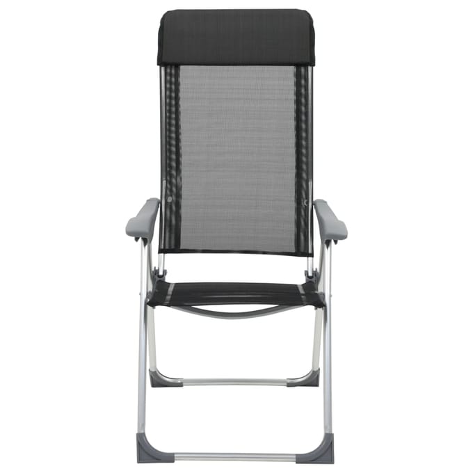 vidaXL - Campingstoelen - inklapbaar - aluminium - zwart - 4 - st