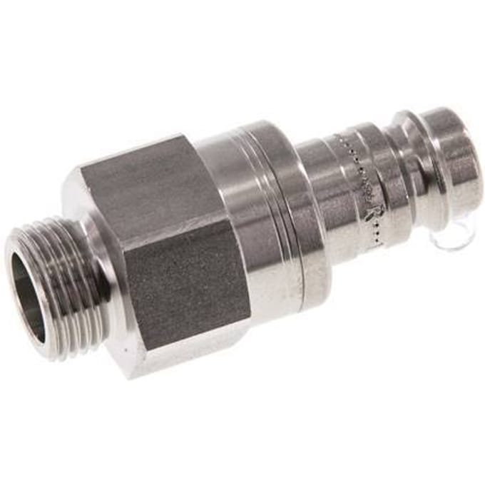 RVS DN 10 Luchtkoppeling Insteeknippel G 3/8 inch Buitendraad Double Shut-Off - CLP10-M-S-SV-P-038