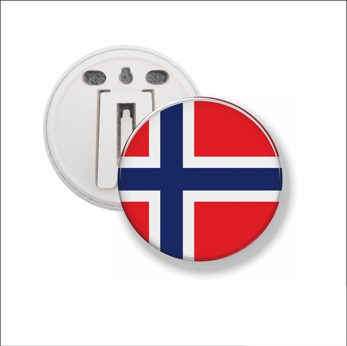Button Met Clip 58 MM - Vlag Noorwegen