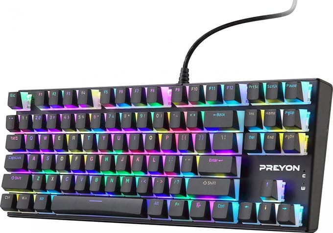 PREYON PBC87B toetsenbord Universeel PS/2 QWERTY Engels Zwart