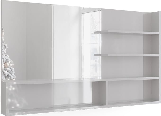 Vicco Badkamerspiegel – 119.8 x 70 cm met open vakken Wit Hoogglans