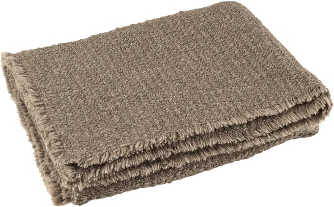 J-Line plaid Gerafelde Randen - katoen/polyester - taupe - 180 x 130 cm