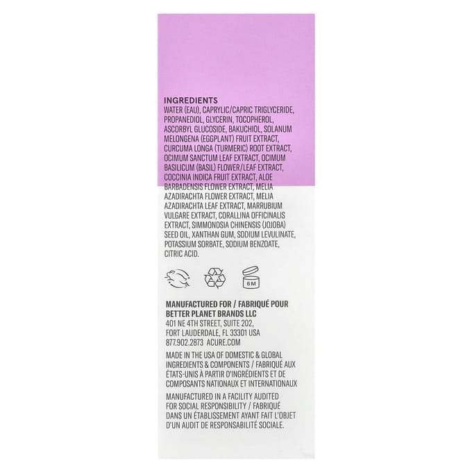 ACURE, Radically Rejuvenating, Dubbelfasig Bakuchiol Serum, 20ml (0,67 fl oz) white