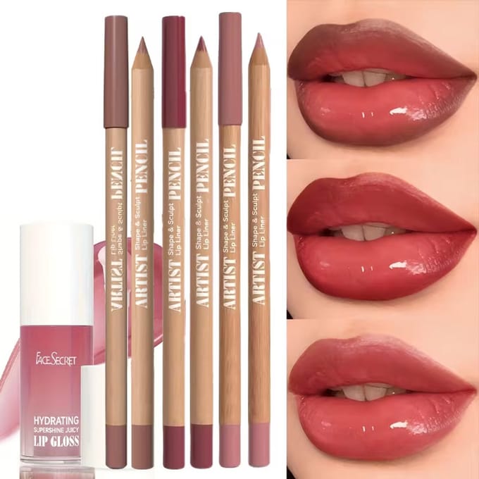 4 Delige Lip Liner & Lip Oil Set - Matte Lipliners met Hydraterende Lip Oil