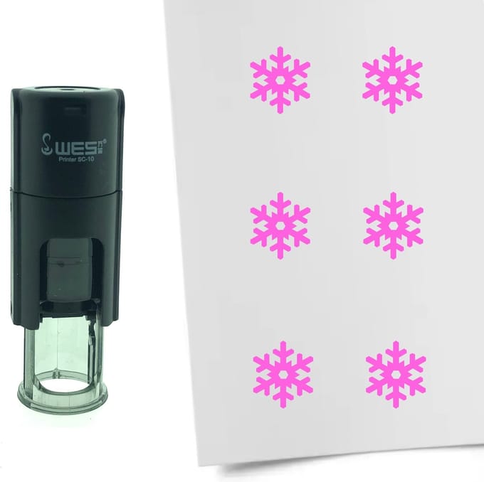 CombiCraft Stempel Sneeuwvlok 10mm rond - roze inkt