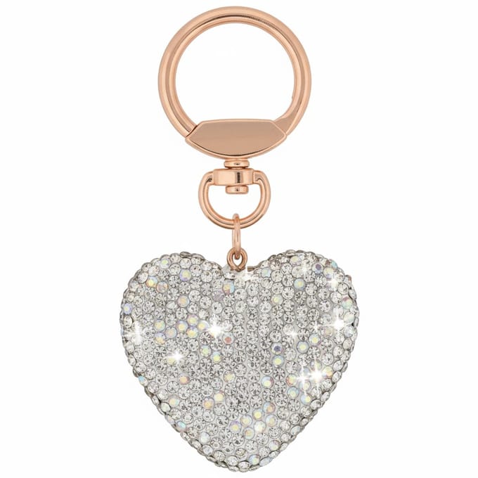 Tashanger - sleutelhanger - hart - zilverkleurig - strass steentjes