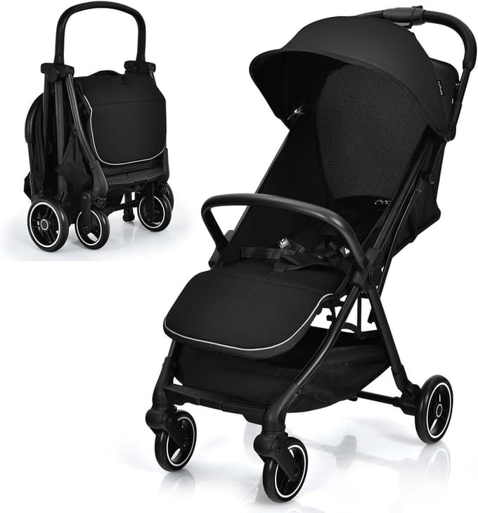 Reisbuggy - Kinderwagen Opvouwbaar - Compact Reizen - Eenvoudig Inklapbaar - 7 kg - Zwart