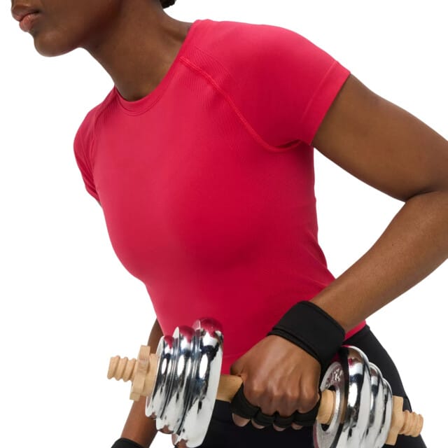 Sweaty Betty Athlete Crop Seamless Workout T-Shirt ROOD - Maat M