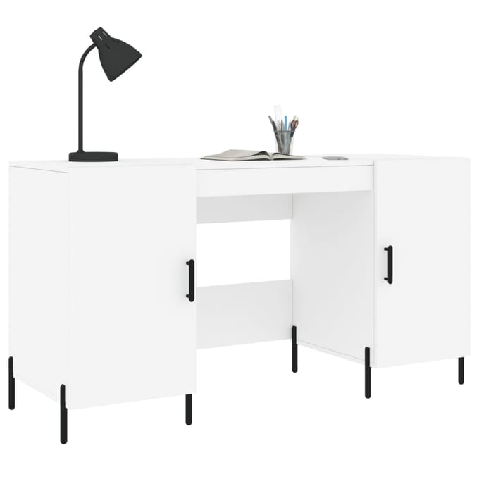 vidaXL - Bureau - 140x50x75 - cm - bewerkt - hout - wit