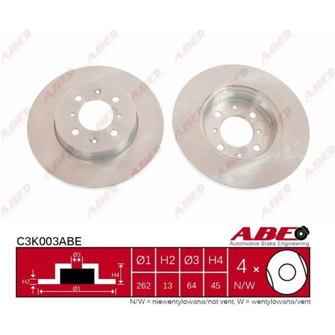 Remschijf ABE C3K003 voorkant, compleet, 1 Stuk