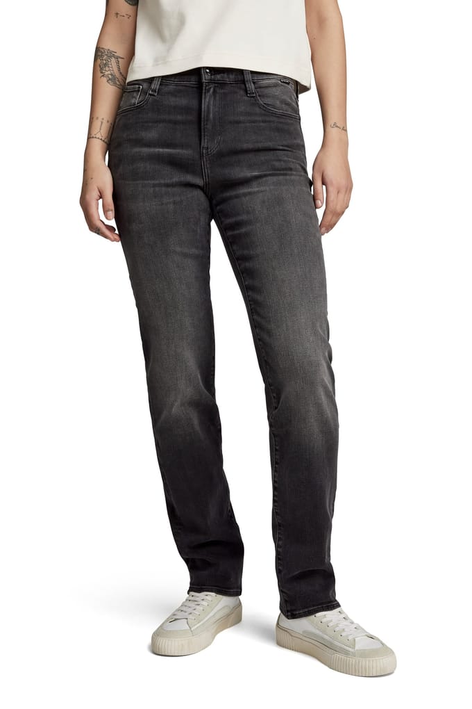 G-Star Strace Straight Black Maat: W25L32 | Straight Jeans Outlet | Dames | Zwart