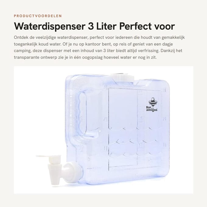 Dailygoody - Waterdispenser - 3 Liter - voor Koelkast - Transparant