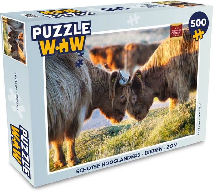 Puzzel Schotse Hooglanders - Dieren - Zon - Legpuzzel - Puzzel 500 stukjes