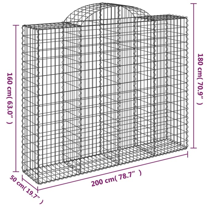 vidaXL - Schanskorven - 7 - st - gewelfd - 200x50x160/180 - cm - ijzer