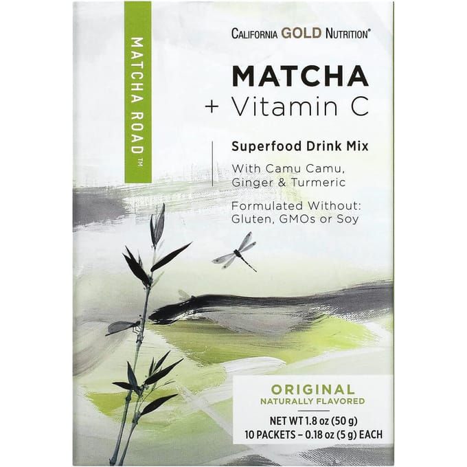 California Gold Nutrition, Matcha Road, Matcha + Vitamine C, Origineel, 10 stuks