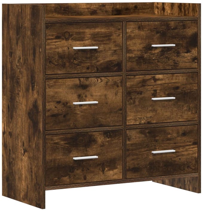 vidaXL - Dressoir - Gerookt - eiken - 75 - x - 33 - x - 80 - cm - Bewerkt - hout