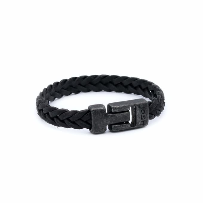 Josh leren armband 24831 zwart Vintage
