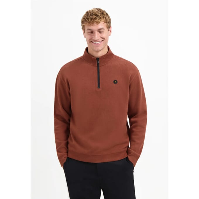 No Excess Sweater Half Zip Soft Rib Relaxed Fit Terra Größe: L | Pullover Outlet | Herren