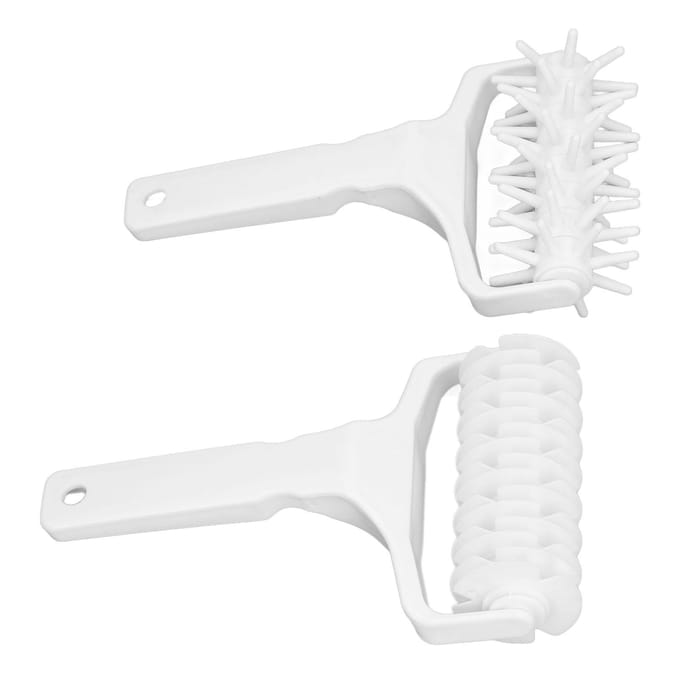 2 Stuks Pizza Deegroller Docker Plastic Korst Gatenmaker met Lange Handgreep voor Gebak Taart Koekjes white