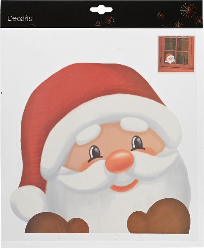 Raamdecoratie Kerstman Sticker - kerststicker 28,5x30 cm