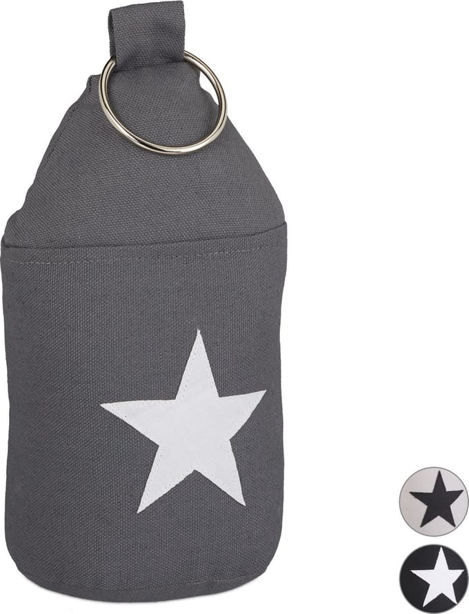 deurstopper ster - met handgreep - 23 cm - deurbuffer - donkergrijs