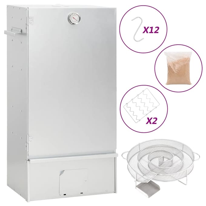 vidaXL - BBQ-rookoven - met - koude - rookgenerator - gegalvaniseerd - staal
