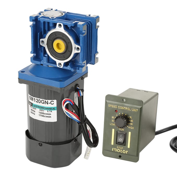 AC220V 120W Zelfvergrendelende Worm Snelheidsregelbaar CWCCW Tandwielmotor met Regelaar (25K)