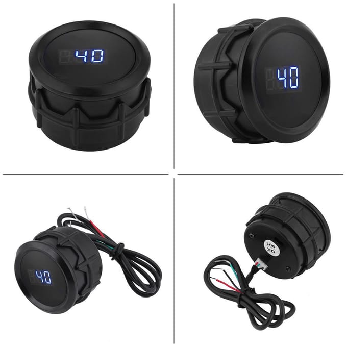 Kit de jauge de température d'eau numérique à LED bleue de voiture de 2 pouces 52 mm avec capteur de température noir noir
