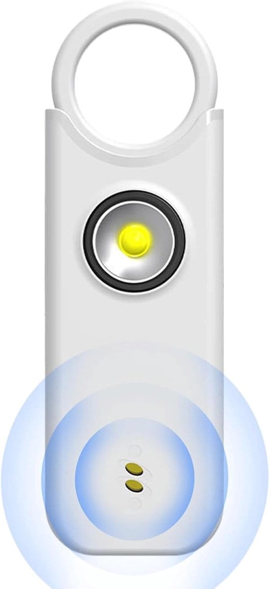Persoonlijk Alarm - Veiligheidssirene Sleutelhanger - Persoonlijke Veiligheid - 135dB Geluid - Compact Formaat - Wit