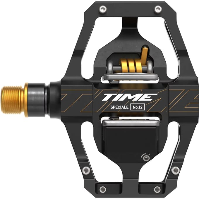 Pedalen TIME Speciale 12 Large Axe Titane Noir/Or + Cales ATAC 13°/17° B1