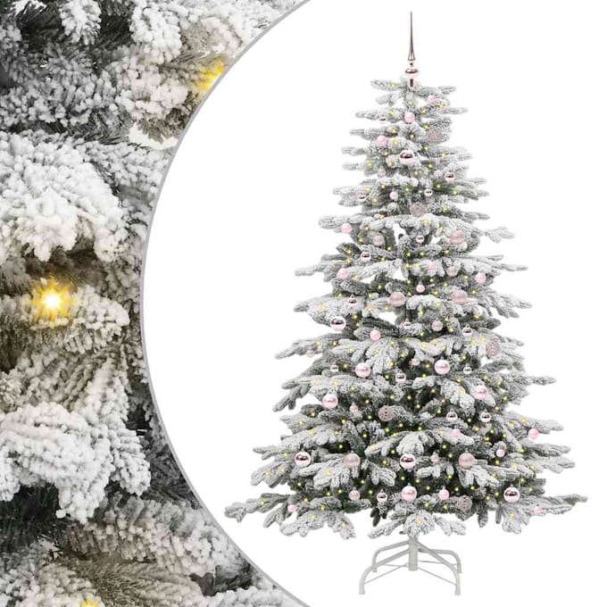 vidaXL - Kunstmatige - Hinged - Kerstboom - Wit - 210 - cm - PE - en - PVC