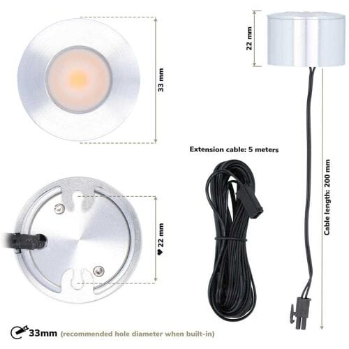 HOFTRONIC Set van 4 Navarra Smart LED Mini opbouwspots - Veranda spots - 12V 3W 200lm - Dimbaar - Wifi & Bluetooth - 2700K - IP44 waterdicht - RVS