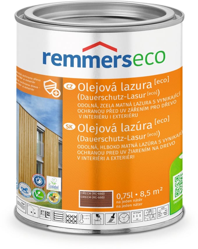 Remmers Olie lazuur ECO 0,75l, Walnoot Not