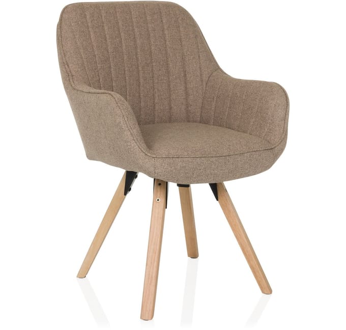 Bezoekersstoel / Eetkamerstoel SCANDI SOFT stof beige hjh LIVING