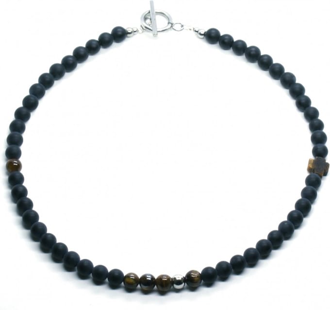 IbizaMen KIDS - Jongens - ketting - edelsteen - onyx 36cm