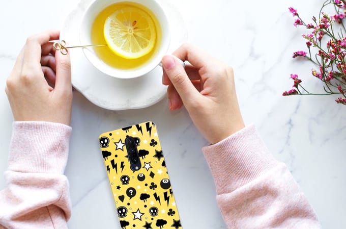Back Cover voor Silicone Back Case OnePlus 7 Pro Punk Geel