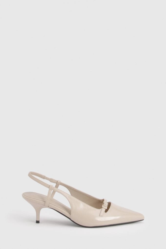 boohoo Dames Wijde Pumps Met Gespsluiting | Nude | Maat: 5